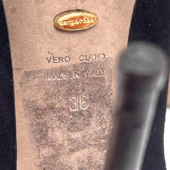 Auc SERGIO ROSSI Suede Mesh Accents Ankle/Sock Black Boots 6 - Picture 11 of 12